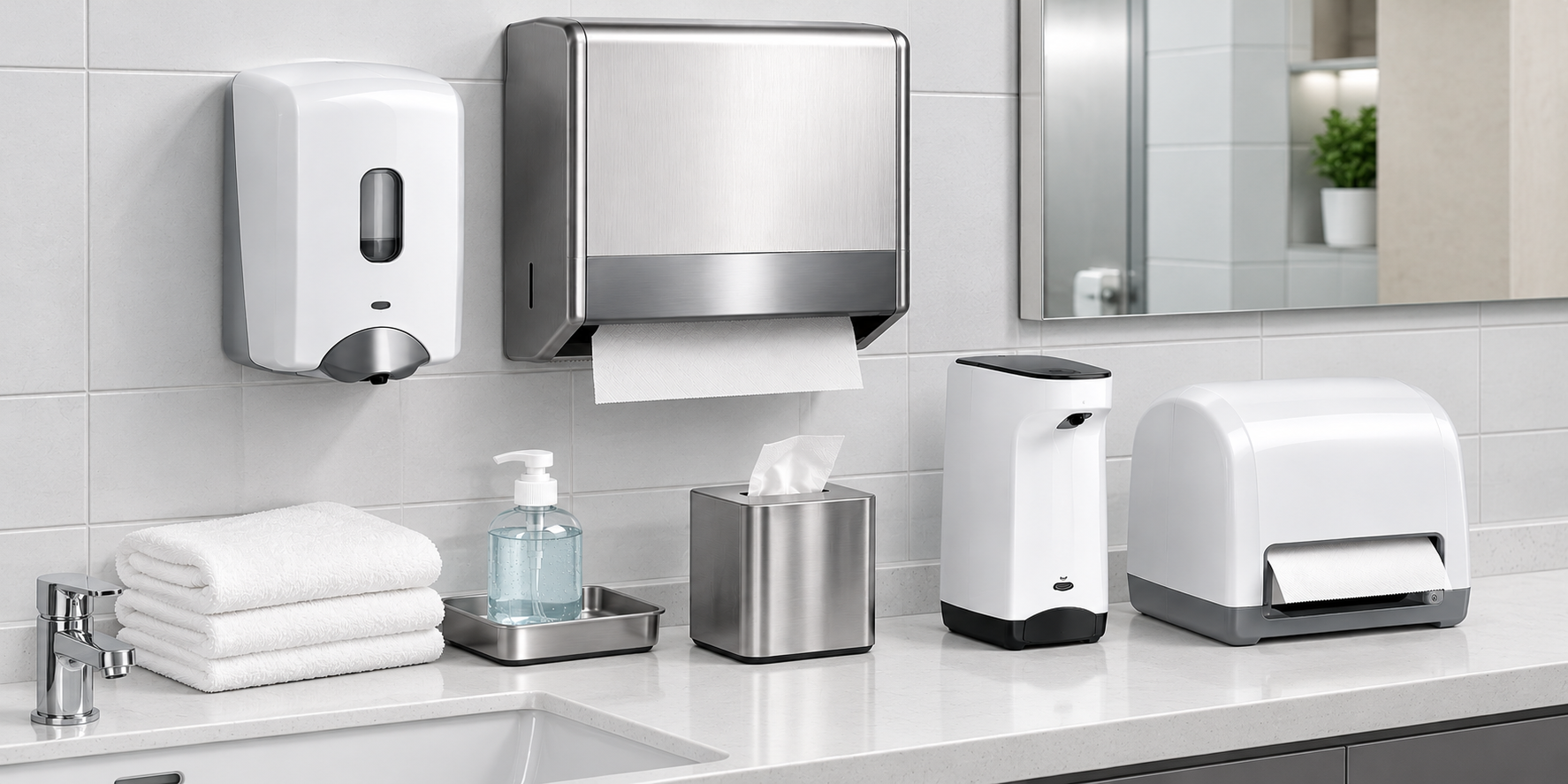 Distributeurs Muraux Modernes de Savon Liquide et Essuie-Mains